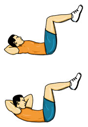 Sollevamento delle spalle con anche e ginocchia piegate